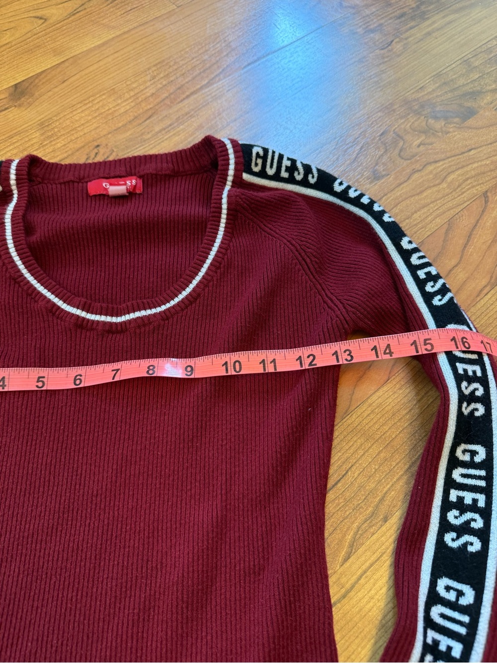 Guess Red Ribbed Sweater with Branded‎ Tag - M - Picture 6 of 7